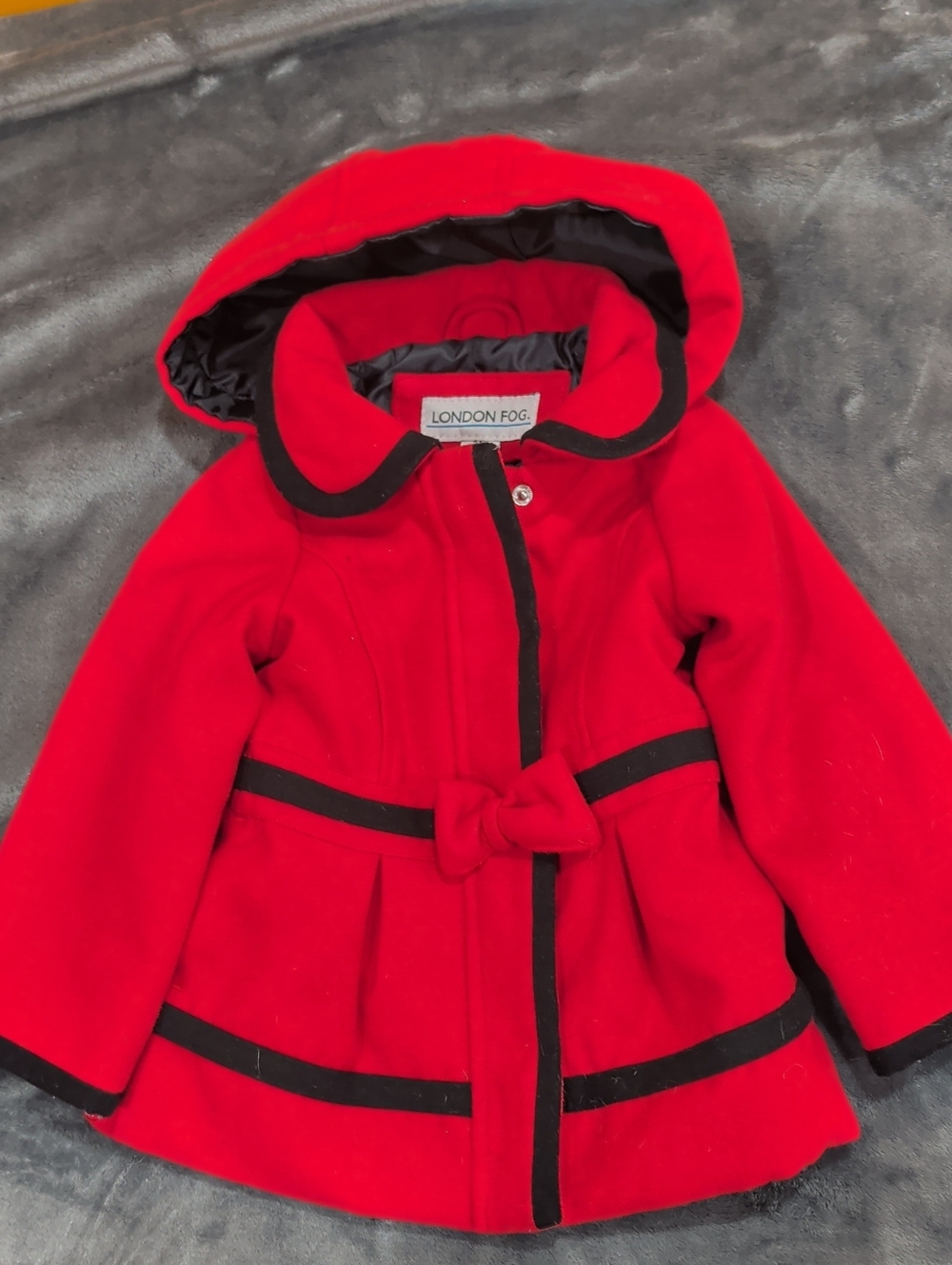London Fog Girls Red & Black Coat Size 24M